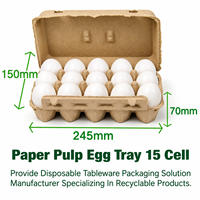 15 Cell Molded Paper Pulp Egg Carton Biodegradable Clamshell Egg Packaging Box for Chicken Eggs Custom Logo Paper Plate