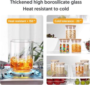 Modern High Borosilicate Glass <b>Spice</b> Rack Organizer Cabinet Bamboo Lid 8oz Empty Seasoning <b>Jars</b> <b>Labels</b> Home Pantry Cupboard Food - Product Image 3