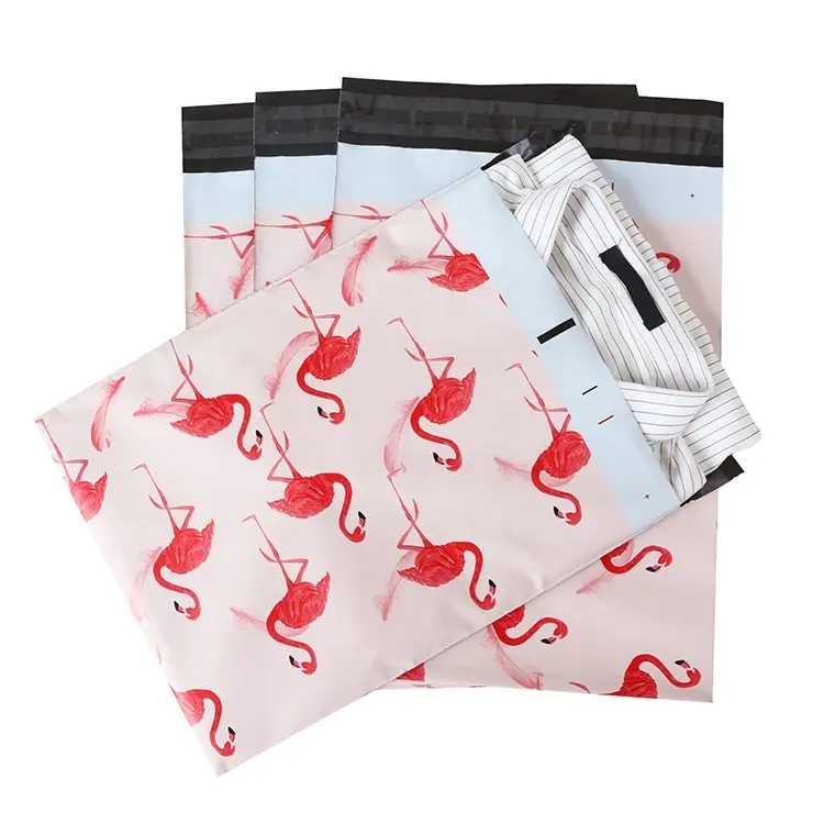 Express Bags Printed Pink Flamingos Printed Poly Mailers Plastic Mailers Poly Bags for Business Durable Shipping Bags