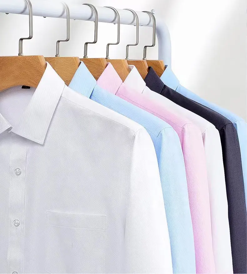 Amazon top selling cheap dress shirts office business plain striped plaid long sleeve men's shirts