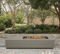 Table de feu rectangulaire en béton pour patio et jardin, foyer extérieur pour villa et complexe hôtelier, vente en gros Foshan