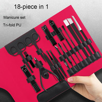 Coupe-ongles professionnel portable en acier au carbone noir de haute qualité, 18 pièces, durable, pour manucure et pédicure