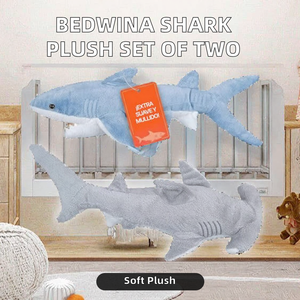 Juguetes de Peluche de Tiburón Bedwina, Paquete de 2, Tiburón <span class=keywords><strong>Mako</strong></span> de 35 cm y Tiburón Martillo de 33 cm, Animales de Peluche Suaves para Bebés y Niños Pequeños, Unisex - Product Image 2