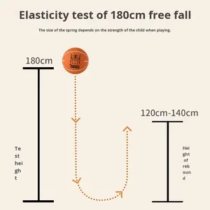 Ballon de basket élastique portatif pour enfants, 6 cm, en caoutchouc haute élasticité, résistant à l'usure et inodore, jouet spécifique pour la maternelle - Product Image 3