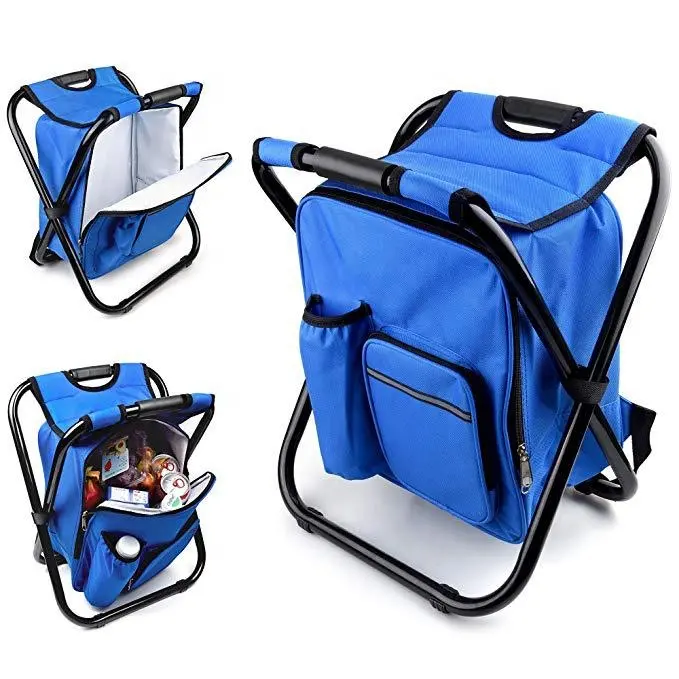 Zusammen klappbares Camping-Picknick Wasserdicht Tragbarer abnehmbarer Rucksack mit großer Kapazität Klappbarer Angels tuhl Hocker Cooler Box Bag