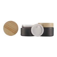 Toples Kaca Makeup 5Ml 10Ml 15Ml 20Ml 30Ml 50Ml, Toples Kosmetik Kosong Matte Krim Wajah Hitam dengan Tutup Serat Kayu