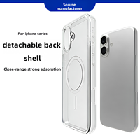 Coques de téléphone magnétiques transparentes pour 17 Pro, avec dos détachable et remplaçable, cadre en TPU antichoc intégral