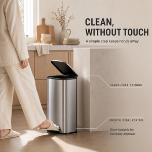 Contenedor de Basura de Acero Inoxidable de Gran Capacidad, 50L, con Pedal y Tapa de Cierre Suave para Oficina y Cocina - Product Image 1