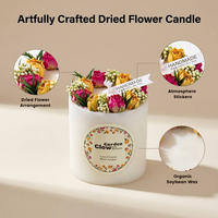 Set Hadiah Lilin Aromaterapi Mewah Buatan Tangan dengan Bunga Kering dalam Stoples Amber untuk Ulang Tahun Pernikahan