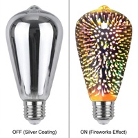 Ampoule LED décorative en verre Edison ST64 3D effet feu d'artifice, E27, pour chambre, maison, restaurant, bar, hôtel