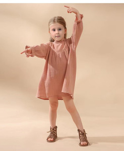 Abito primavera <span class=keywords><strong>autunno</strong></span> per ragazze in cotone semplice per neonati abito a maniche lunghe - Product Image 2
