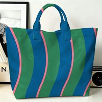 Sac fourre-tout en PVC à rayures ondulées rose, vert et bleu, sac transparent imperméable, sac de plage, pochette fourre-tout, sacs à main avec nœud, sac de rangement
