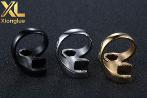 Bague unisexe pour motard, design unique, style clé à molette, poli miroir, plaqué or 18K et or 10K, bijou cadeau - Product Image 5
