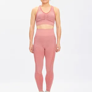 Activewear toptan Fitness Yoga giyim geri dönüşümlü Yoga spor seti kadınlar dikişsiz Yoga setleri spor kadınlar