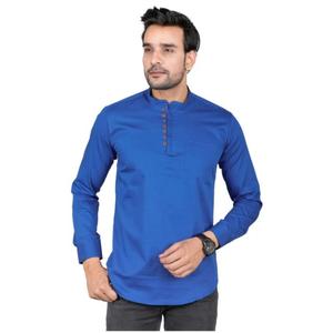 Proveedor indio Rutina Desgaste Botón de color brillante Trabajo Comodidad personalizada Khadi Tela de lino Kurta corto para niños y hombres Desgaste - Product Image 1