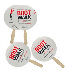 Custom Printing and Customized Shape Paper Hand Held Fan With Wood Handle for Events - Product Image 5