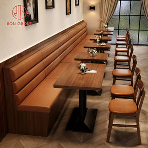 Juego de Muebles de <span class=keywords><strong>Restaurante</strong></span> Comercial Moderno, Base de Madera, Banqueta, Sofá de Cuero, Mesa de Madera para Cafetería, Bistro, Hotel - Product Image 4