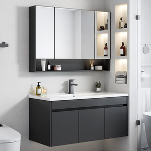 Simple bathroom cabinet combination slate integrated hanging cabinet washbasin pool bathroom wash basin - Product Image 2