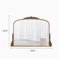 Miroir Coiffeuse Vintage Sculpté Style Européen Doré, Miroir Mural Antique Décoratif pour la Maison avec LED