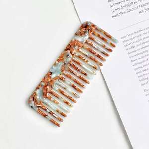 Peigne personnalisé à dents larges pour démêler les cheveux, avec nom ou initiales, portable, motif marbré coloré - Product Image 3