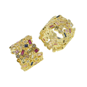 <span class=keywords><strong>Bague</strong></span> large rectangulaire plaquée or 2026, sertie de zircons cubiques arc-en-ciel, pour femme - Product Image 2