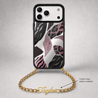 Coque de téléphone en métal avec chaîne, design tendance, pour iPhone 18 17 16, bracelet doré de luxe, mignon, girly, avec logo personnalisé, coque miroir antichoc
