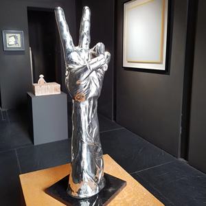 Mano Dedo Victoria Gesto Acero inoxidable Decoración interior Escultura Trofeos - Product Image 1