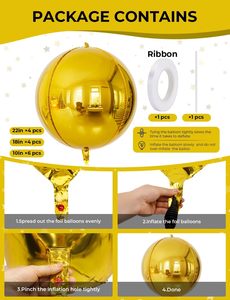 ชุดลูกบอลดิสโก้เป่าลมสีทองและสีเงิน 6 ชิ้น STELLAR - กันน้ำ ติดตั้งง่ายสำหรับงานแต่งงานและงานอีเว้นท์ - Product Image 3