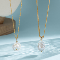 Collier pendentif en forme de coquille de perle baroque unique avec chaîne satellite en acier inoxydable plaqué or 18K PVD Bingxin, bijoux pour femmes