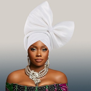 Turban <span class=keywords><strong>africain</strong></span> pour femmes, style Nigéria Auto Gele, avec grand nœud exagéré, couvre-chef pour mariage et fête - Product Image 5