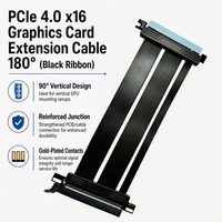 Câble Riser PCIe 4.0 X16 Haute Vitesse 32 Go/s, Cordon d'Extension GPU Flexible Blindé à 180 Degrés Noir pour Serveur et Boîtier ITX