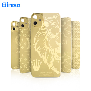 2023 Em Hot Bán 24K Vàng Mạ Điện 9H PMMA Trở Lại Sticker Đối Với <span class=keywords><strong>iPhone</strong></span> 12 Pro Max <span class=keywords><strong>Cover</strong></span> Quay Lại Phim Chống-Đầu Màn Hình Bảo Vệ - Product Image 3