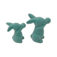 Figurines de lapin de Pâques en céramique floquée personnalisables - Design européen, décoration de maison de haute qualité
