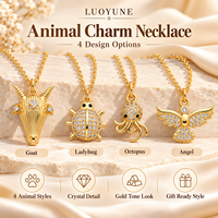 LUOYUNE Collier avec pendentif animal en cristal doré, breloque chèvre, coccinelle, pieuvre, ange, bijoux pour femme, cadeau mignon et tendance