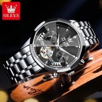 Montre mécanique automatique unisexe étanche Drop Shipping Skeleton 43mm 3BAR avec verre résistant à l'eau et aiguilles lumineuses