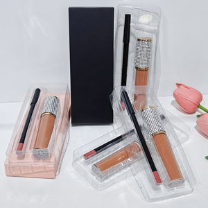 Kit de crayons rouge à lèvres liquide <span class=keywords><strong>2</strong></span> <span class=keywords><strong>en</strong></span> <span class=keywords><strong>1</strong></span> de marque privée, ensemble de brillant à lèvres mat longue durée de luxe avec emballage noir - Product Image 2