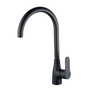 Robinet mélangeur d'évier Paco noir mat à bec haut en acier inoxydable avec fonction rotative - Product Image 1