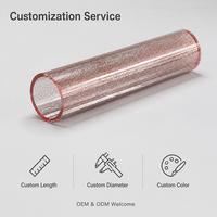 Tube rond en PMMA acrylique transparent extrudé, longueur personnalisée, tube à paillettes colorées pour lampe suspendue décorative, vente en gros