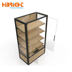 Lüks perakende butik showroomlar için katı ahşap cam kapı vitrin zarif tasarım - Product Image 3