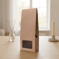 Maßgefertigte Braune Kraftpapier-Box mit Transparentem Fenster Flach Verpackt für Duftkerzen, Tee, Raumduft und Ätherische Öle Verpackung