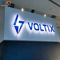 Enseigne 3D rétroéclairée par LED, lettres métalliques Halo Lit, enseigne personnalisée avec le nom de l'entreprise pour stand d'exposition et mur intérieur de bureau