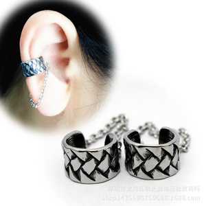 yunnique Cuff <b>Earrings</b> 316 Stainless Steel Geometric Pattern <b>Chain</b> Linked <b>Studs</b> For Men And Women Fashion Jewelry - Product Image 4