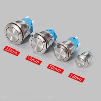 Sakelar Tombol Tekan Logam 22mm dengan Lampu LED, Pengunci Otomatis, dan Konektor, Simbol Daya On/Off, Tahan Air IP65