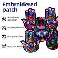 En gros, Patch thermocollant brodé de sequins, motif Mauvais œil et Main de Hamsa, Applique 3D pour vestes, sweats à capuche, chapeaux, sacs, OEM ODM