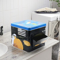 Boîte de rangement rectangulaire personnalisée en fer blanc pour lessive, style ouvert, avec couvercle à charnière, marque RZ, modèle RZ-746