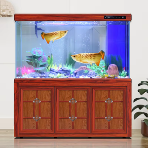 Grand <span class=keywords><strong>aquarium</strong></span> panoramique à grain de bois asiatique ultra clair avec filtre et armoire en aluminium, grande usine d'<span class=keywords><strong>aquarium</strong></span> écologique pour la maison/le bureau - Product Image 4