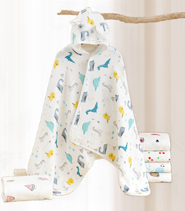 Serviette <span class=keywords><strong>de</strong></span> <span class=keywords><strong>bain</strong></span> à capuche carrée en pur <span class=keywords><strong>coton</strong></span> à quatre couches pour bébés garçons et filles - Product Image 3