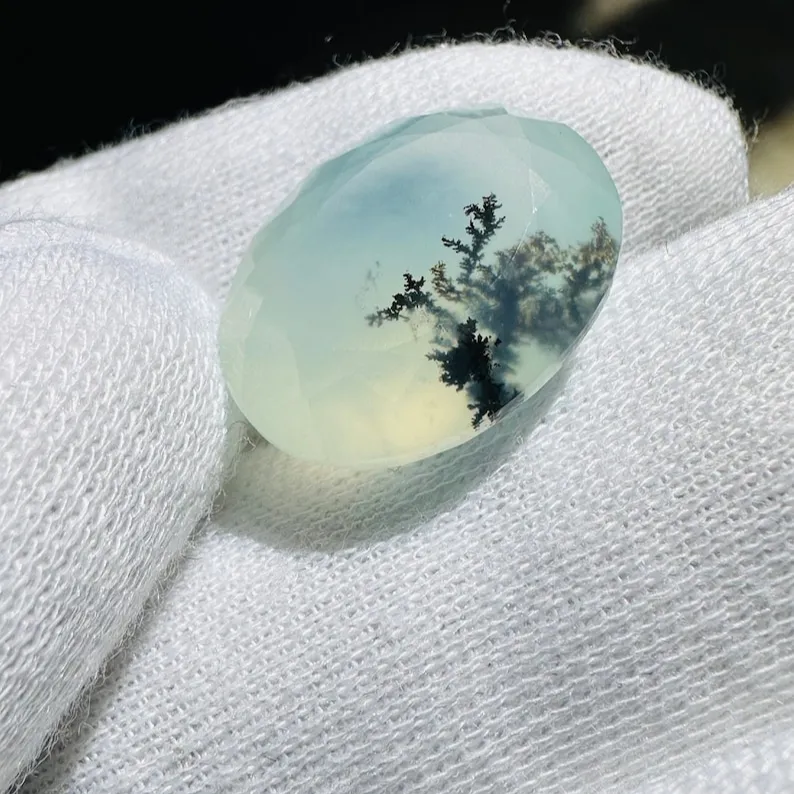 Opal dendrit Peruvian alami 100% batu permata Opal dekan segi alami batu mulia Peru alami ukuran cincin Opal 1.2 Cts. 12x7x4