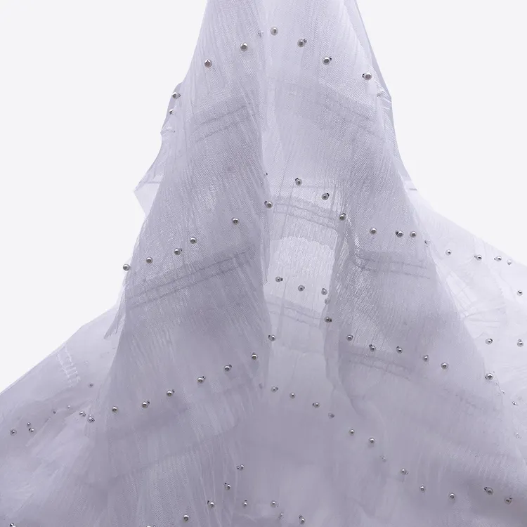Draped váy thêu vải với ĐÍNH CƯỜM REN TRIM trắng bông ren Trims cho phụ nữ của quần áo Sequins trang trí đám cưới sử dụng