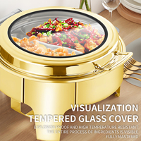 Réchaud à buffet rond en acier inoxydable doré de luxe YITIAN, prix spécial, avec grand couvercle en verre